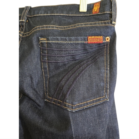 Seven For All Mankind Dojo Jeans Dark Wash Wide Leg Denim Size 30 Low/Mid Rise - Picture 6 of 8